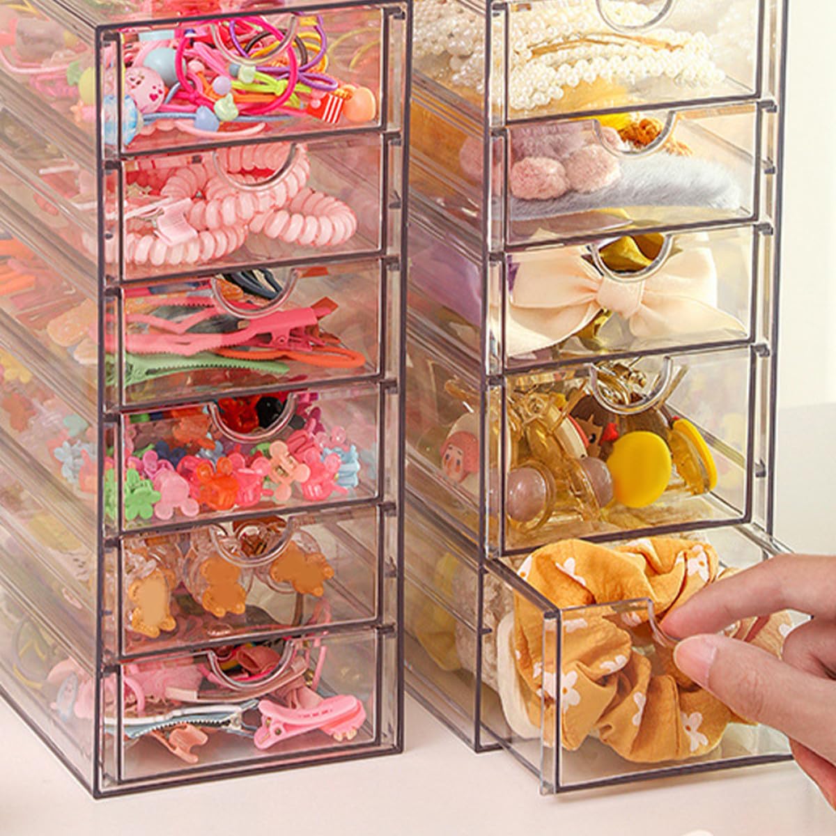 DOITOOL Cassettiera in Plastica Trasparente 6 Strati Organizer da Scrivania Multifunzione, Scatola Portaoggetti Pratica e Facile da Conservare per Piccoli Oggetti e Trucchi