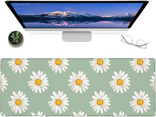 Miniatura 7 de Alfombrilla de mouse para juegos de rosa vintage pastel, alfombrilla de escritorio de goma antideslizante de 12 x 31.5 pulgadas con diseño floral