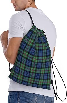 Drawstring Backpack String Bag Selkirk Tartan Sackpack for Sports Gym Smal