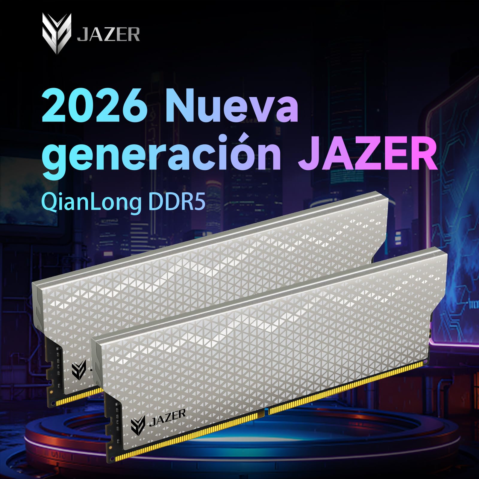 JAZER Memoria RAM DDR5 de 32GB (2 x 16GB) 6000MHz CL38, Memoria de Escritorio para PC de Juegos, DIMM de Alto Rendimiento