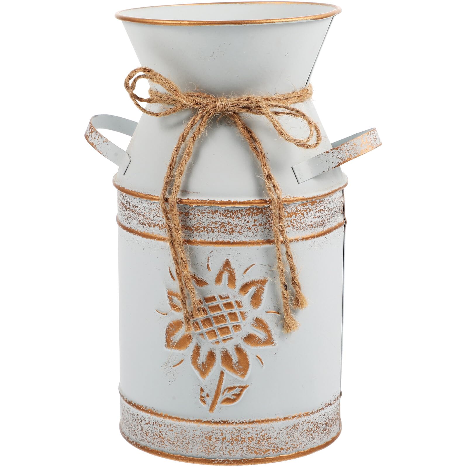 Pot de fleurs en fer bleu vintage, centre de table élégant et vase pichet