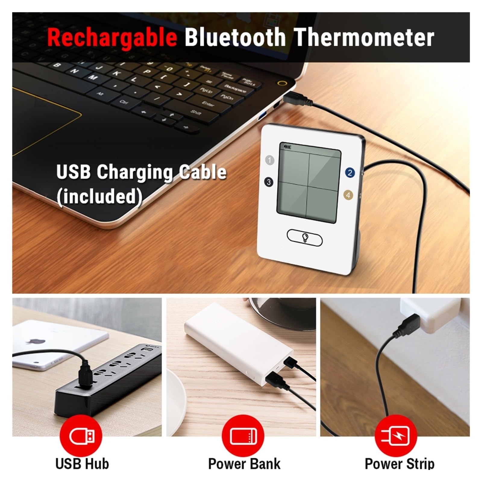 4 Sonde Display Retroilluminato 150M Wireless Smart Bluetooth Connected Phone APP Cottura BBQ Forno Termometro For Carne Preciso Veloce Monitoraggio In Tempo Reale