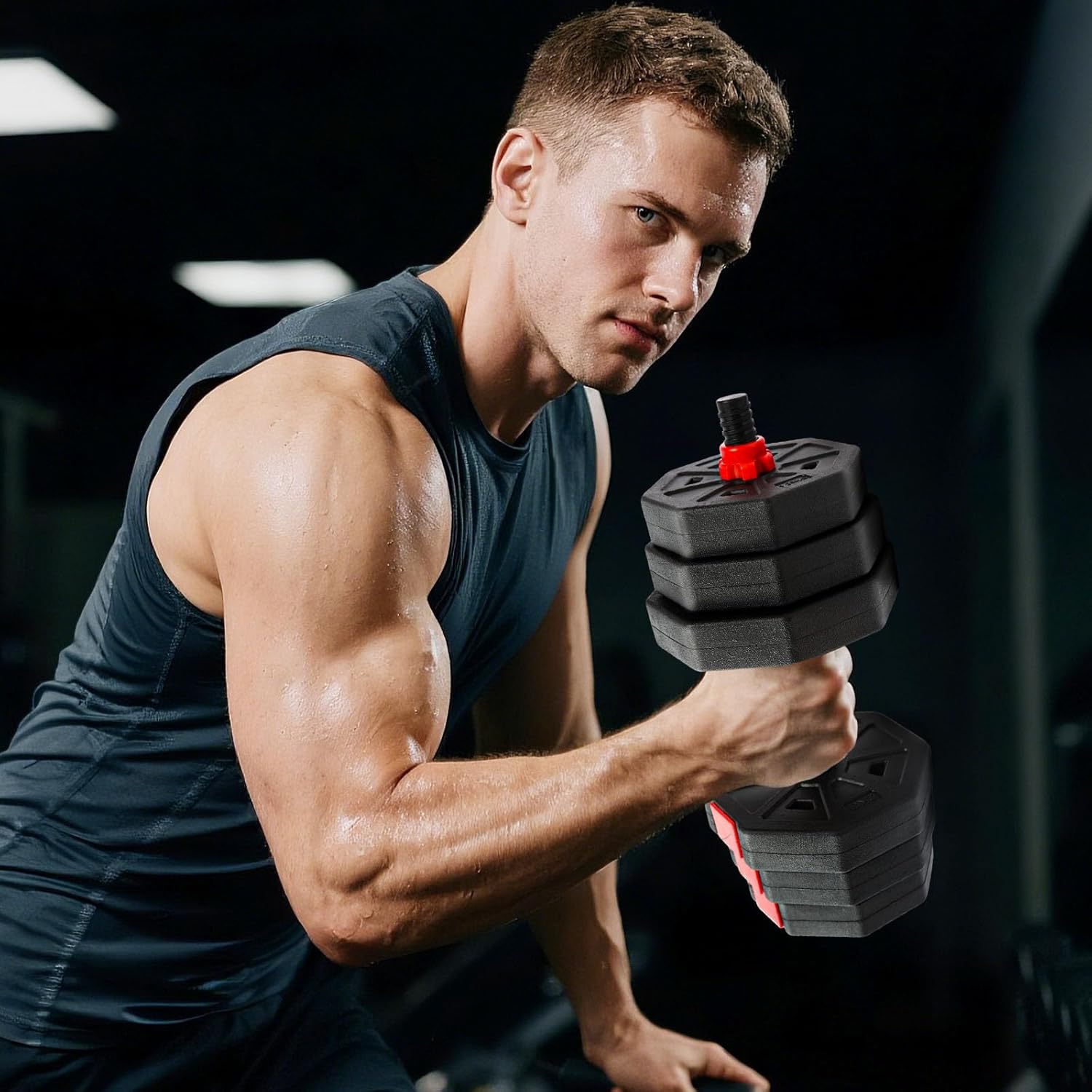 Adjustable Dumbbell Set, 44lbs Free Weights Dumbbells, 3 in1 Weight Set,Dumbbell, Barbell, Push-up, Home Gym Fitness Workout Equipment for Men Women