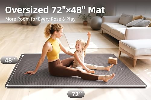 Miniatura 8 de Extra Large Yoga Mat 72"x48" or 78"x57", 14"12" Thick Mat for Women & Men, TPE Non-Slip Pilates Mat for Home Gym, Yoga, Stretching, Meditation