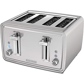 GE Stainless Steel 4 Slice Toaster | Extra Wide Slots for Bagels, Breads, Waffles & More | 7 Shade Options | Countertop Kitchen Essentials | 1500 watt
