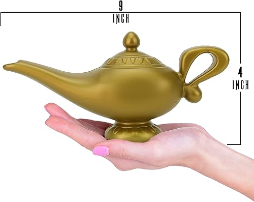 Miniatura 6 de Skeleteen Arabian Genie - Lámpara de aceite de Aladdin, accesorio de disfraz de lámpara mágica dorada de Aladdin, 1 pieza