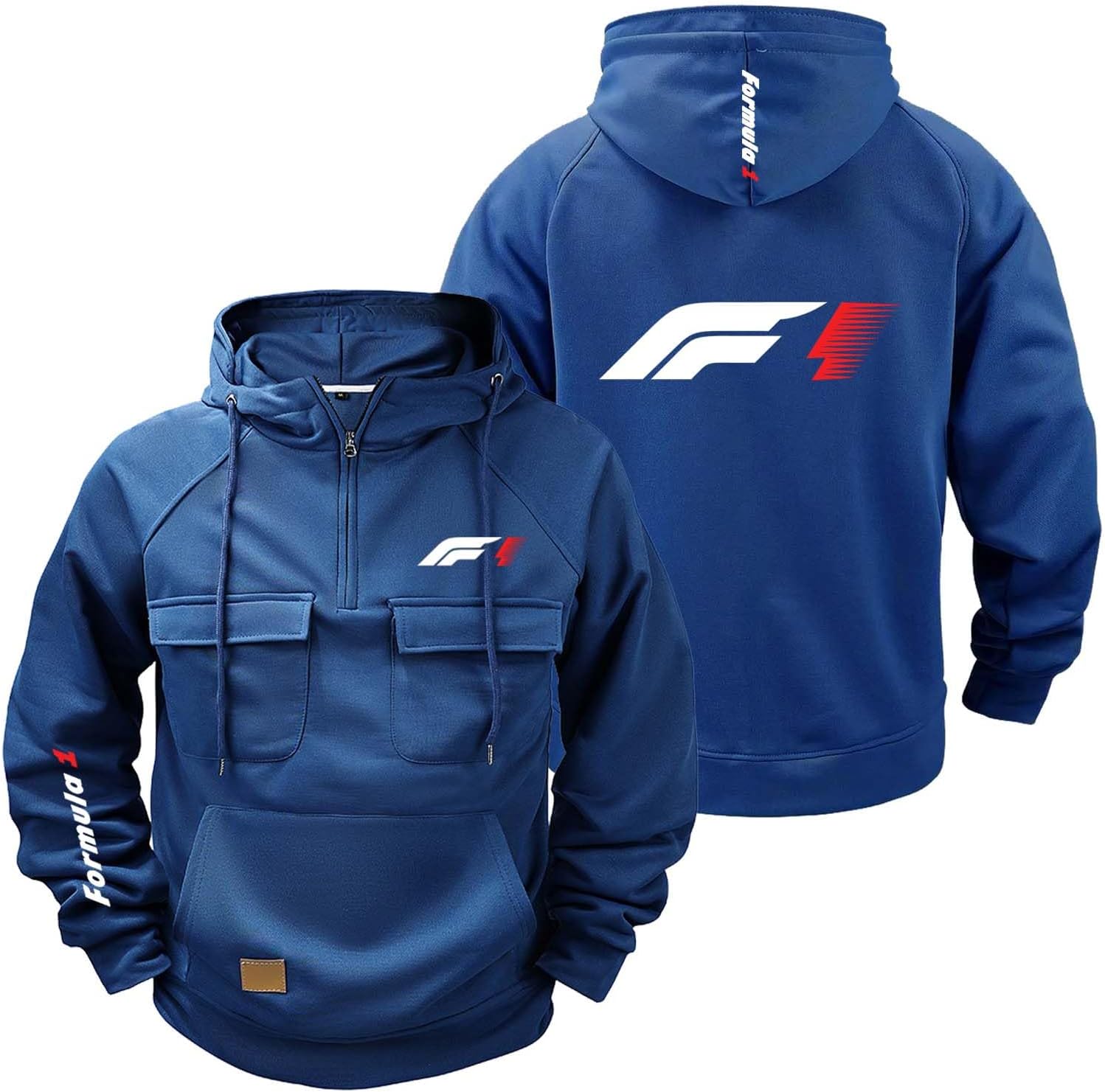 Men Hoodie Sport Coat for F.1 Comfortable Hoody with Pocket Jacket Pullover Long Sleeve Sweatshirts Half Zip Outwear Tops Spring Autumn Activewear