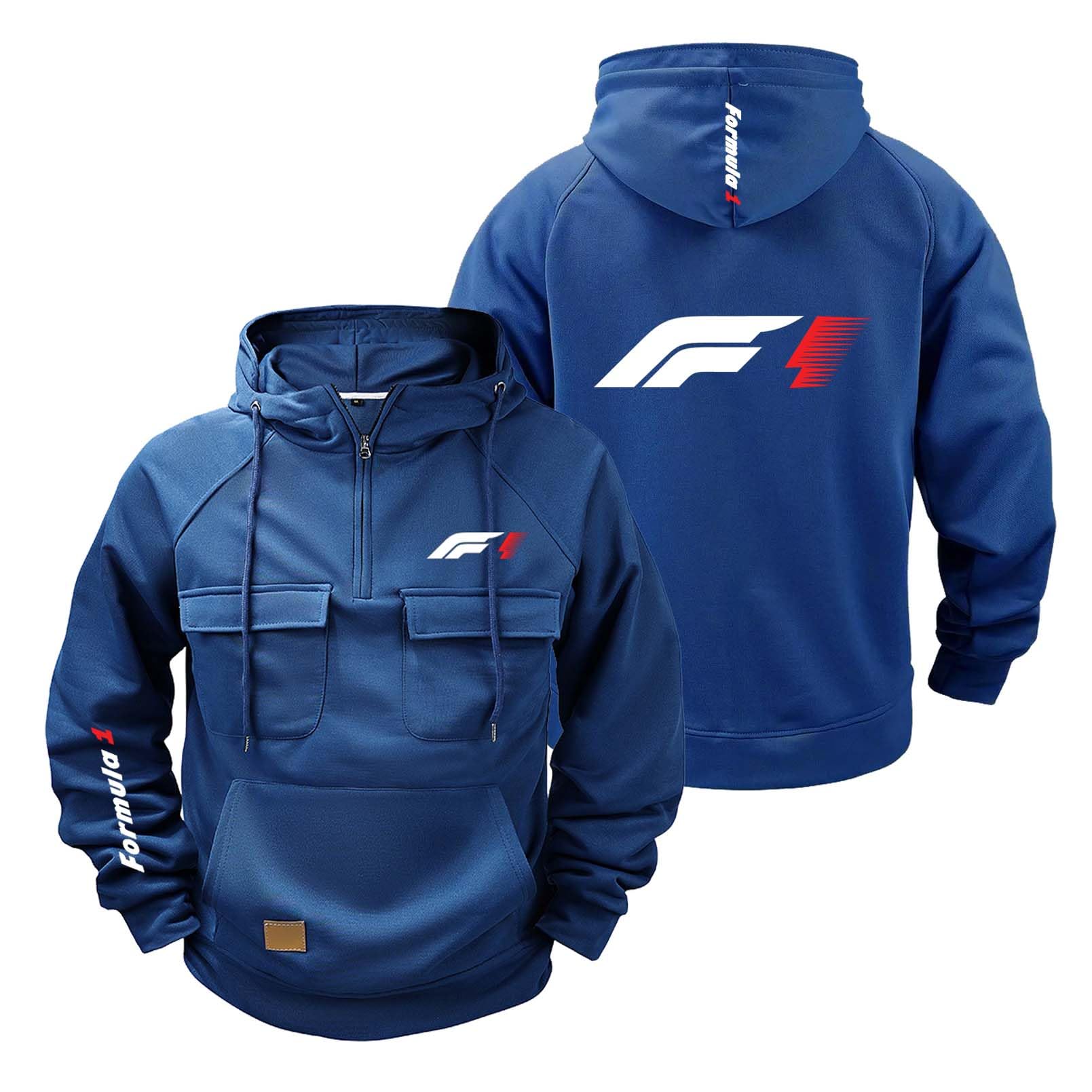 Men Hoodie Sport Coat for F.1 Comfortable Hoody with Pocket Jacket Pullover Long Sleeve Sweatshirts Half Zip Outwear Tops Spring Autumn Activewear