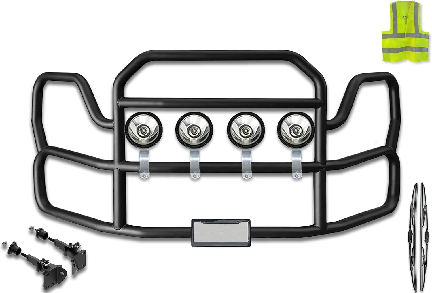 Black Front Grille Deer Bumper Guard for Semi Truck Compatible with Volvo VNL New 2025-2026 860 840 660 640 440 300 (92"x40") + Bracket
