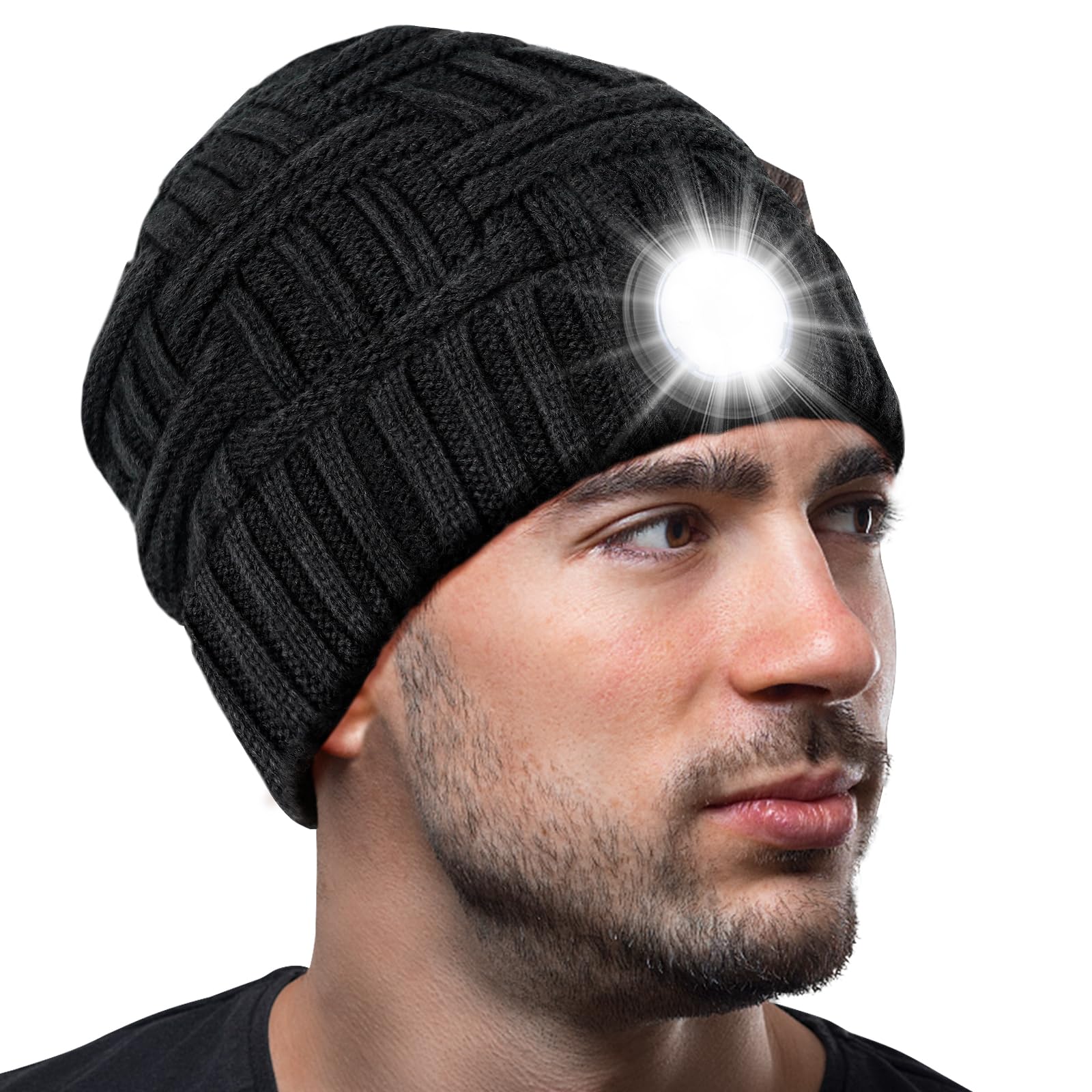 HIGHEVER LED Beanie Hat with Light: Christmas Stocking Stuffers for Men Adult Cool Gifts for Teen Boys Men Dad Winter Gifts