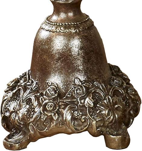 Miniatura 4 de Touch of Class Victoria - Juego de 3 portavelas de hoja de acanto  Resina  bronce metálico, plata  Candelabros para dormitorio, sala de estar,