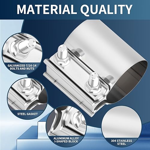 Miniatura 4 de 2 abrazaderas de tubo de escape de 2.0 pulgadas, tipo junta a tope de acero inoxidable 304, adecuadas para convertidor catalítico, silenciador, tubo