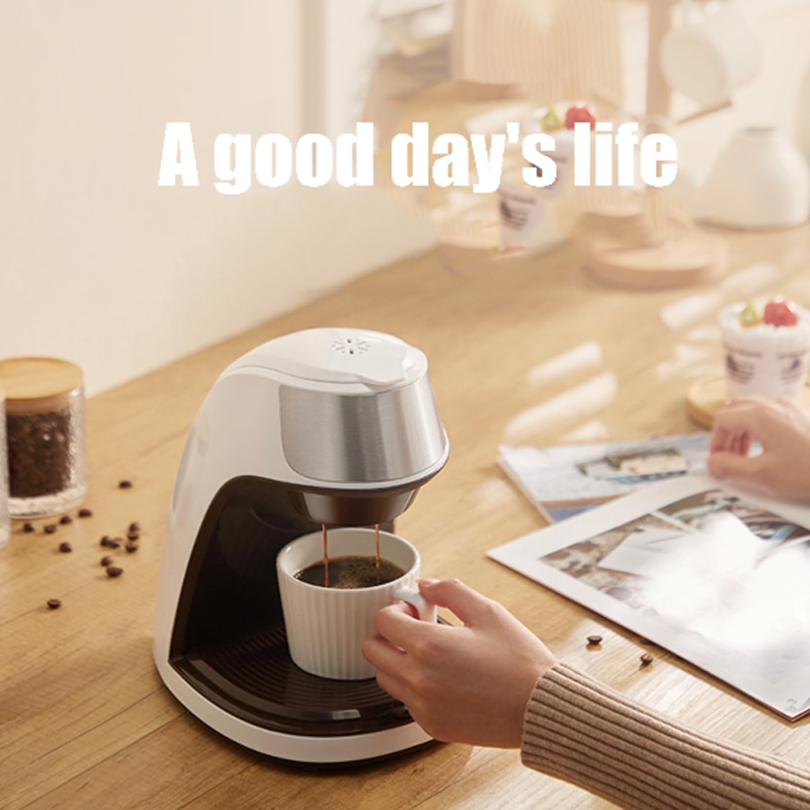 Máquina de café, sistema de preparación integrado totalmente automático para el hogar y la oficina pequeña, ideal para café y té