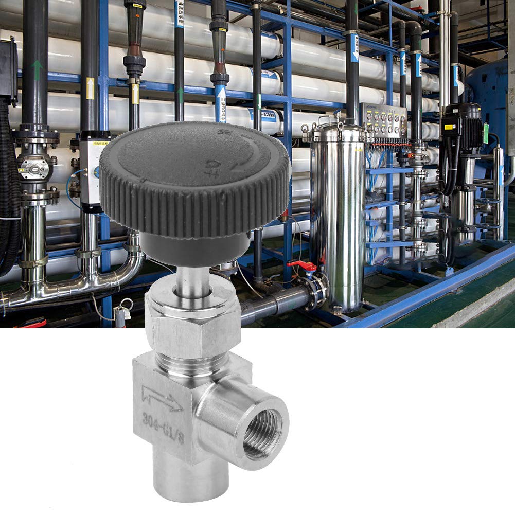 Natudeco Needle Valve Stainless Steel Stop Valve Angle Type BSPP Female Thread Needle Valve High Pressure Needle Valve for Water Gas Oil (1/4 inner wire)