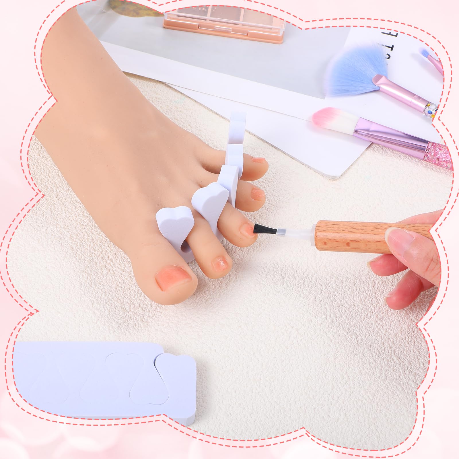 300 separadores de dedos para esmalte de uñas, separador de dedos a granel, pedicura, pie correcto para hombres y mujeres, esmalte de uñas, suministros de pedicura cómodos y suaves (blanco)