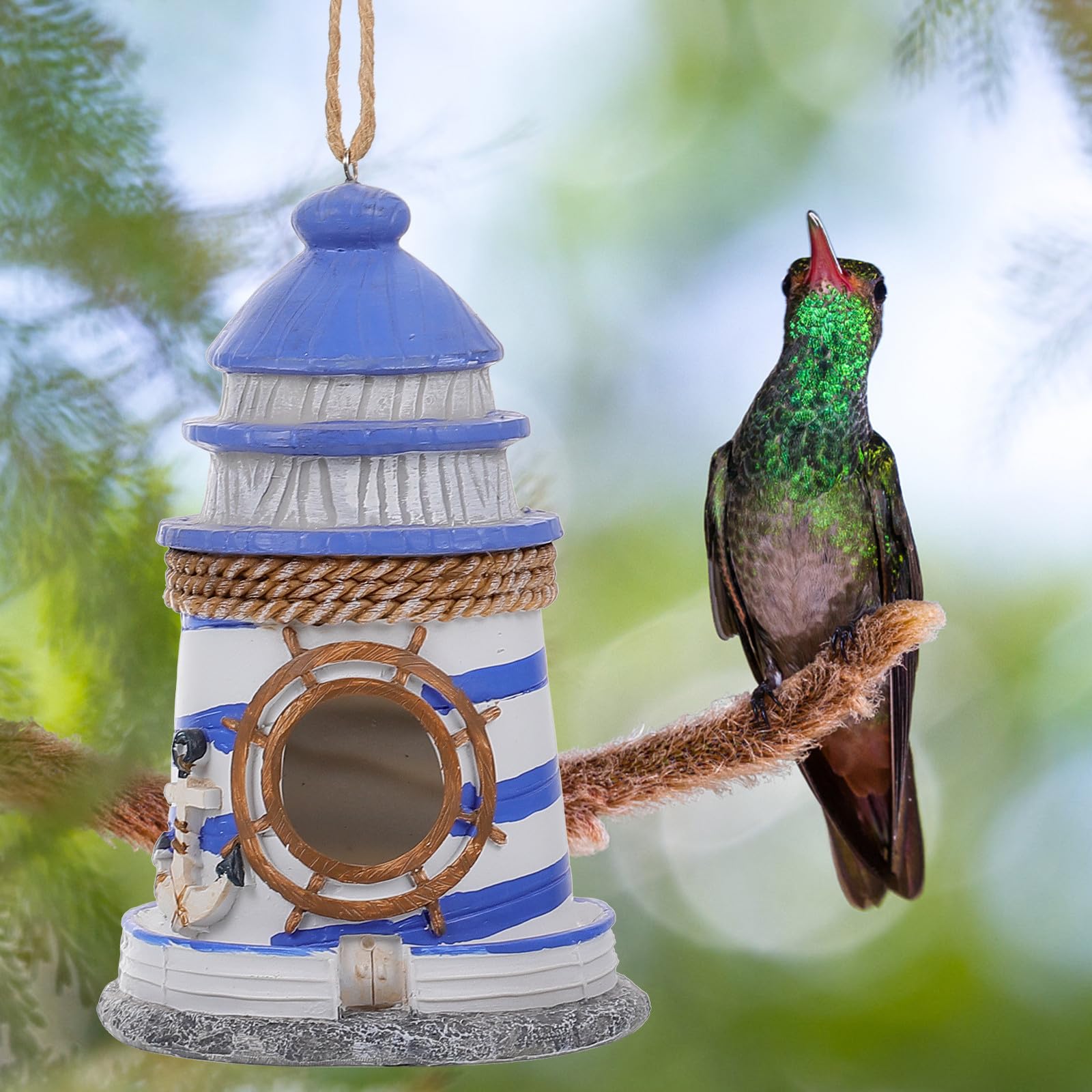 Didiseaon Nido para Pájaros Colgante de Resina Resistente al Agua Decoración Creativa para Jardín y Terraza Casita para Aves Exterior Diseño Único y Fácil de Limpiar Adorno Versátil para
