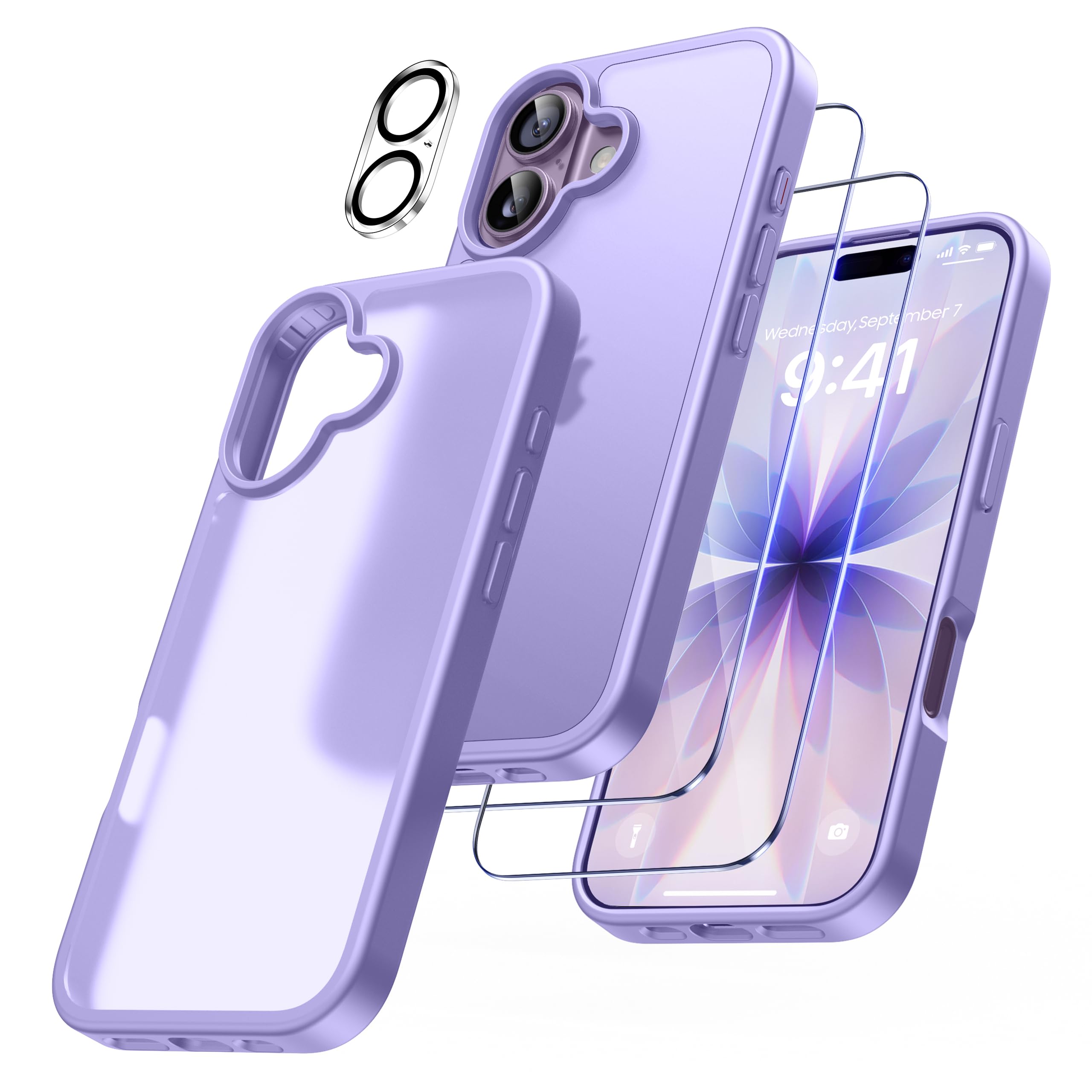 FLLAO 4 en 1 Coque pour iPhone 17 avec 2 Verre Trempé et 1 Caméra Protecteur, [C