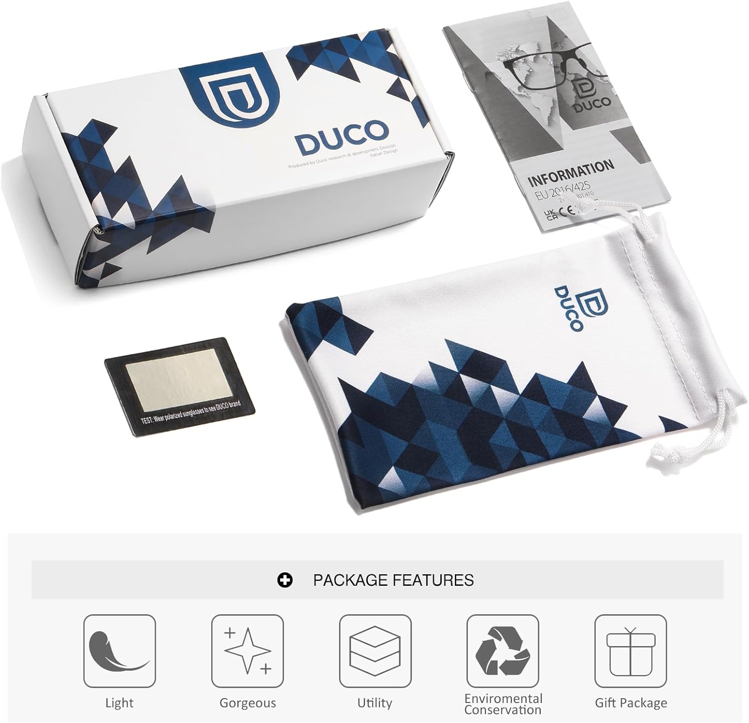 DUCO Rectangular Polarized Sunglasses for Men Acetate Carbon Fiber Sun Glasses Driving Fishing Golf UV400 Protection DC8330 - Image 6