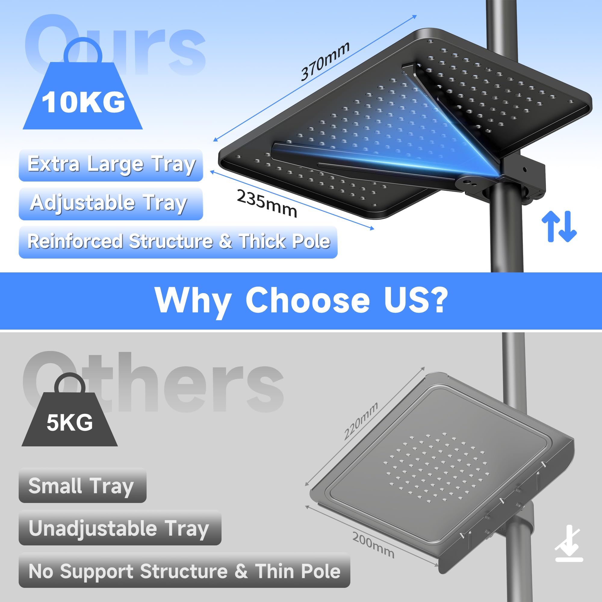 XINLEI Supporto TV mobile su ruote, carrello TV portatile con ripiano per TV a schermo piatto curvo da 21-60" fino a 35 kg, supporto TV alto regolabile in altezza su rotelle, VESA Max 400x400 mm ML55A