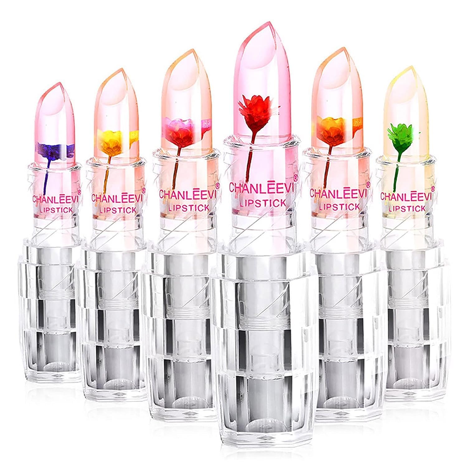 HUDAMOJI 6 Pcs Crystal Jelly Flower Matte Lipstick Moisturizer Clear Lip Glossy Balm, Color Changing, Long Lasting Lip Balm Lips Moisturizer Magic Temperature Color Change Lip Glossy For Girls Woman-image-18