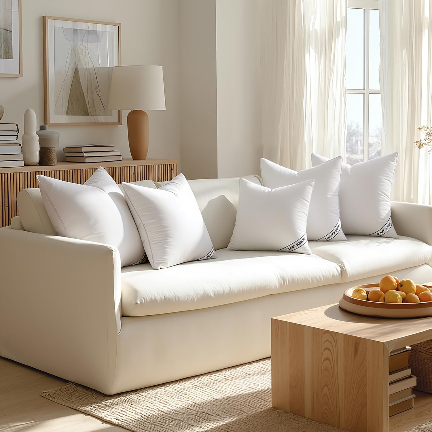 MIULEE 18x18 Inch Pillows Inserts, Pack of 4 Down Alternative Virgin Filling Comfy Support Throw Pillows for Sofa Couch Bed - 4