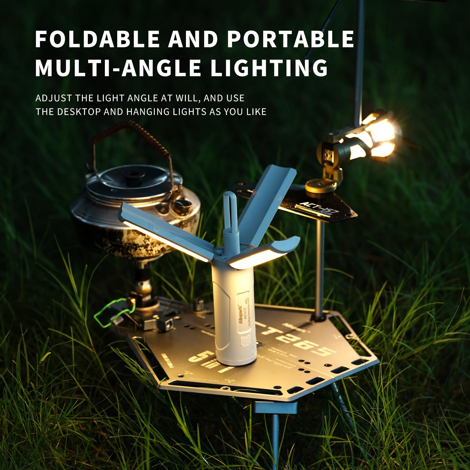 Linterna LED plegable para camping, Allspark USB, recargable, impermeable, luz colgante magnética para huracanes cortes de energía de emergencia, con soporte triangular retráctil