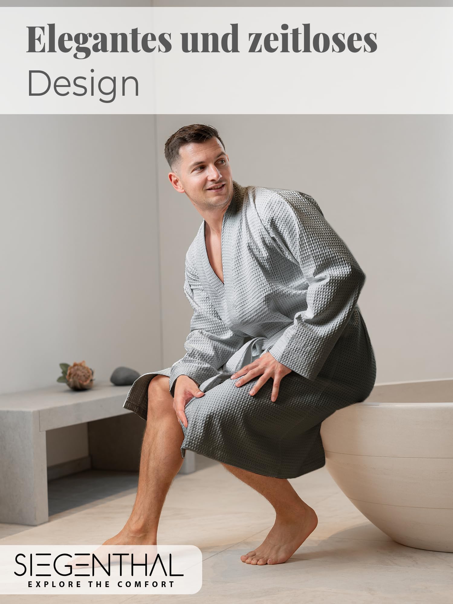 Herren Bademantel Waffelpique 100% Baumwolle mit Schalkragen Leicht Morgenmantel M bis XXL – Leichter Herren Bademantel, Bequem, Weich, Waschbar, Hohe Qualität, Ideal für den Frühling
