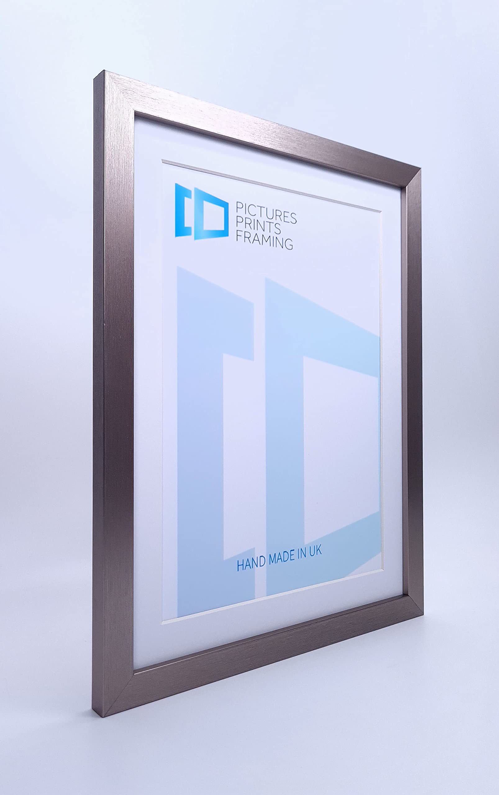 Gunmetal Effect Picture Frame with Pure White Mount for picture size 25x35cm with Glass Front โ image 1