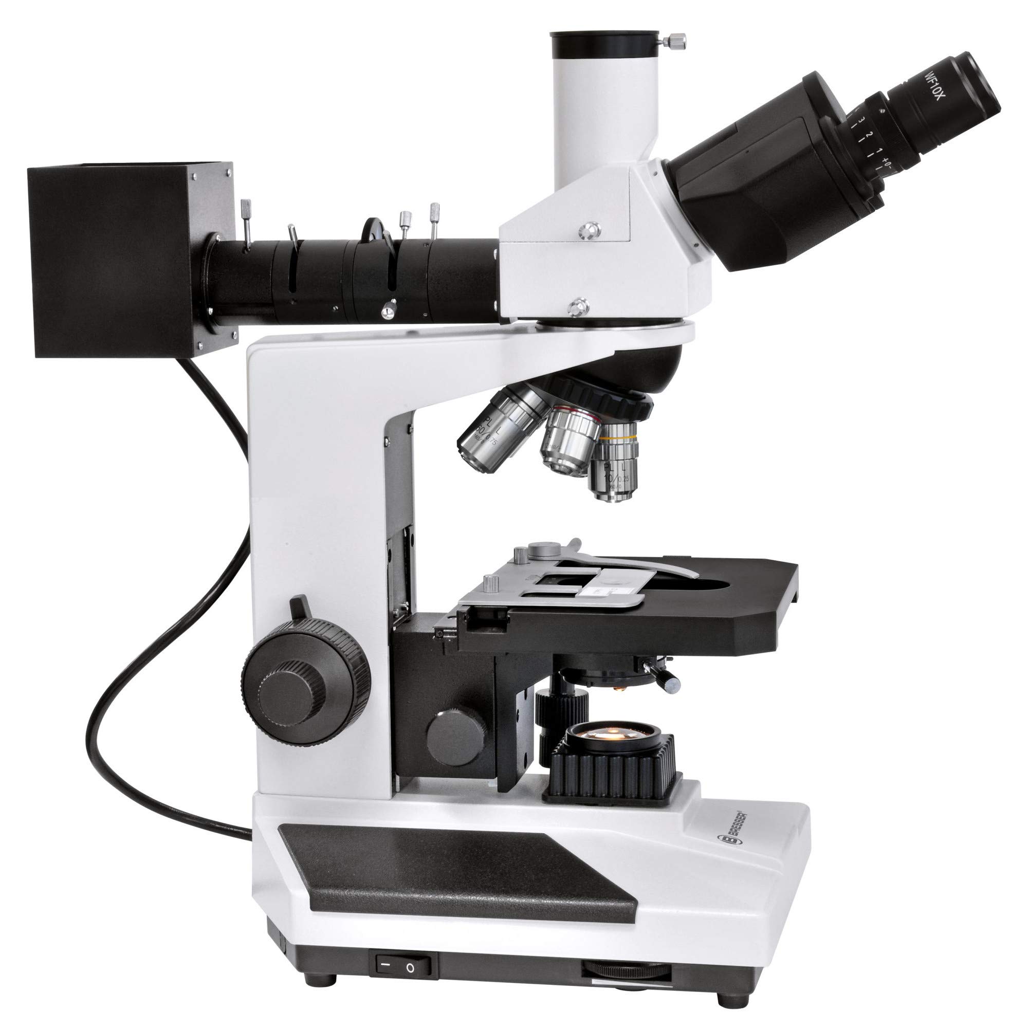 Bresser professionelles trinokulares Auflicht und Durchlicht Mikroskop Science ADL-601P 40-600x Vergrößerung, planachr. Objektive, koaxialer Kreuztisch, voll polarisierbare Beleuchtung, Kameratubus