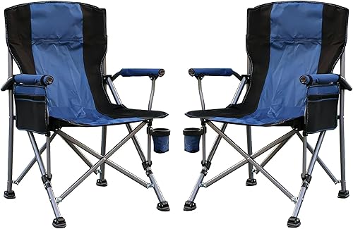 Miniatura 1 de Silla de campamento para adultos, paquete de 2 sillas de césped resistentes para patio al aire libre, soporte portátil, 350 libras, respaldo alto,