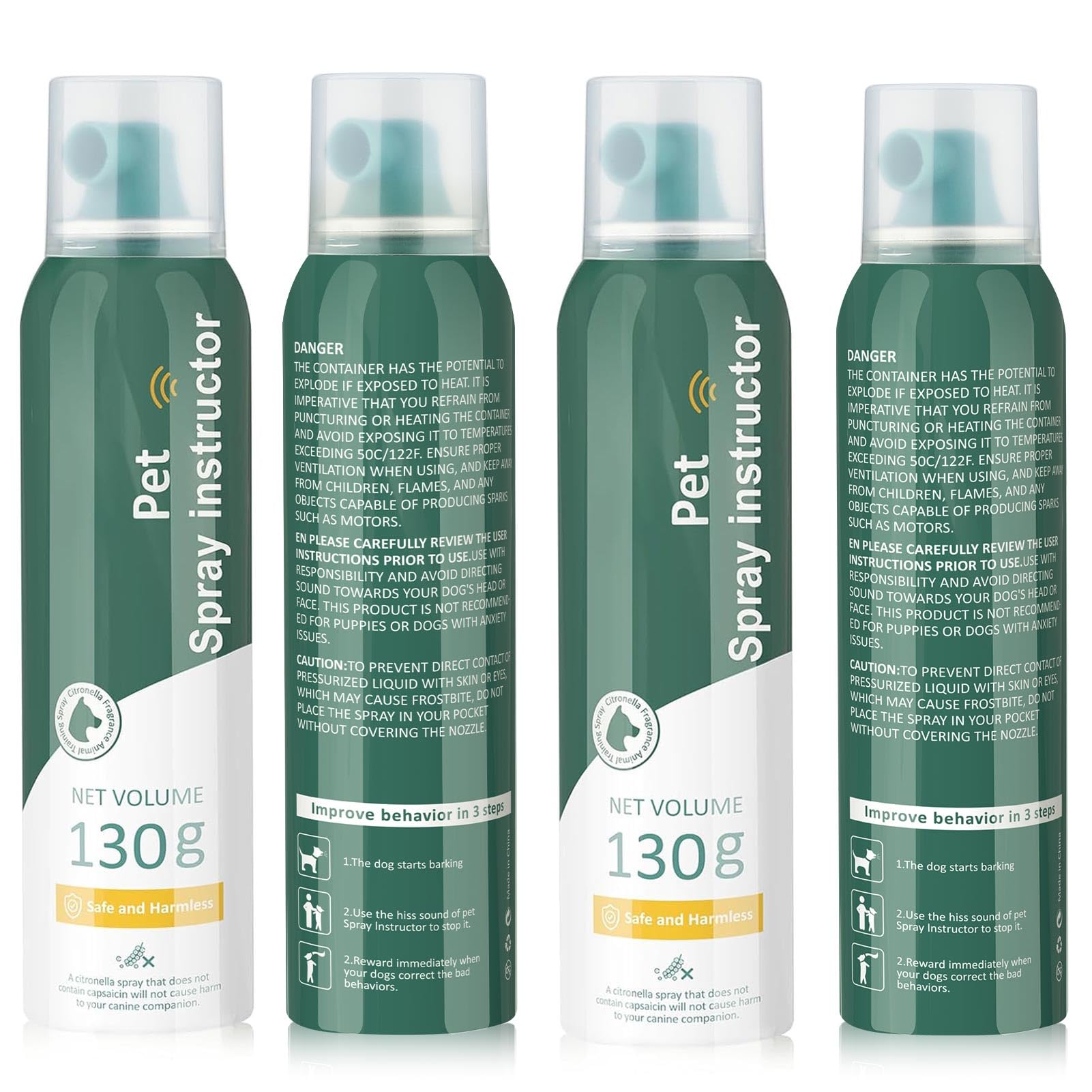 OCKCE Dog Corrector Spray for Dogs 130ml 4 Pack, Corrector Dog Trainer, Stops Barking, Jumping Up, Place Avoidance, Food Stealing, Dog Fights, Attack & Unwanted Behavior, Safe, Humane & Effective.