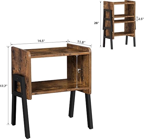 Miniatura 3 de TUTOTAK Nightstnd, juego de 2, mesas auxiliares apilables, mesa auxiliar, mesitas de noche con estante de almacenamiento abierto, dormitorio, sala