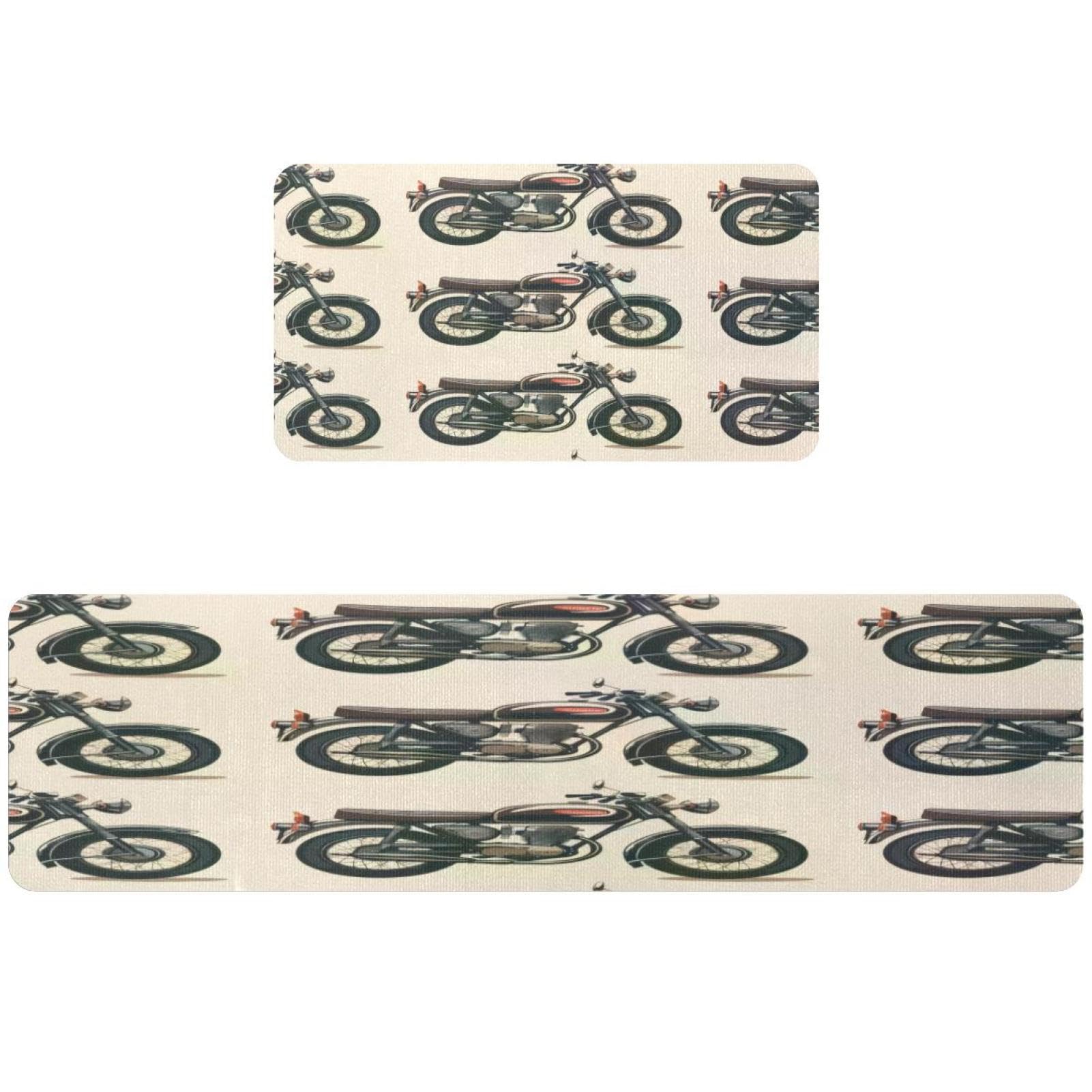 Alfombrillas de cocina retro VAPOKF lavables absorbentes y alfombra pasillo de moto