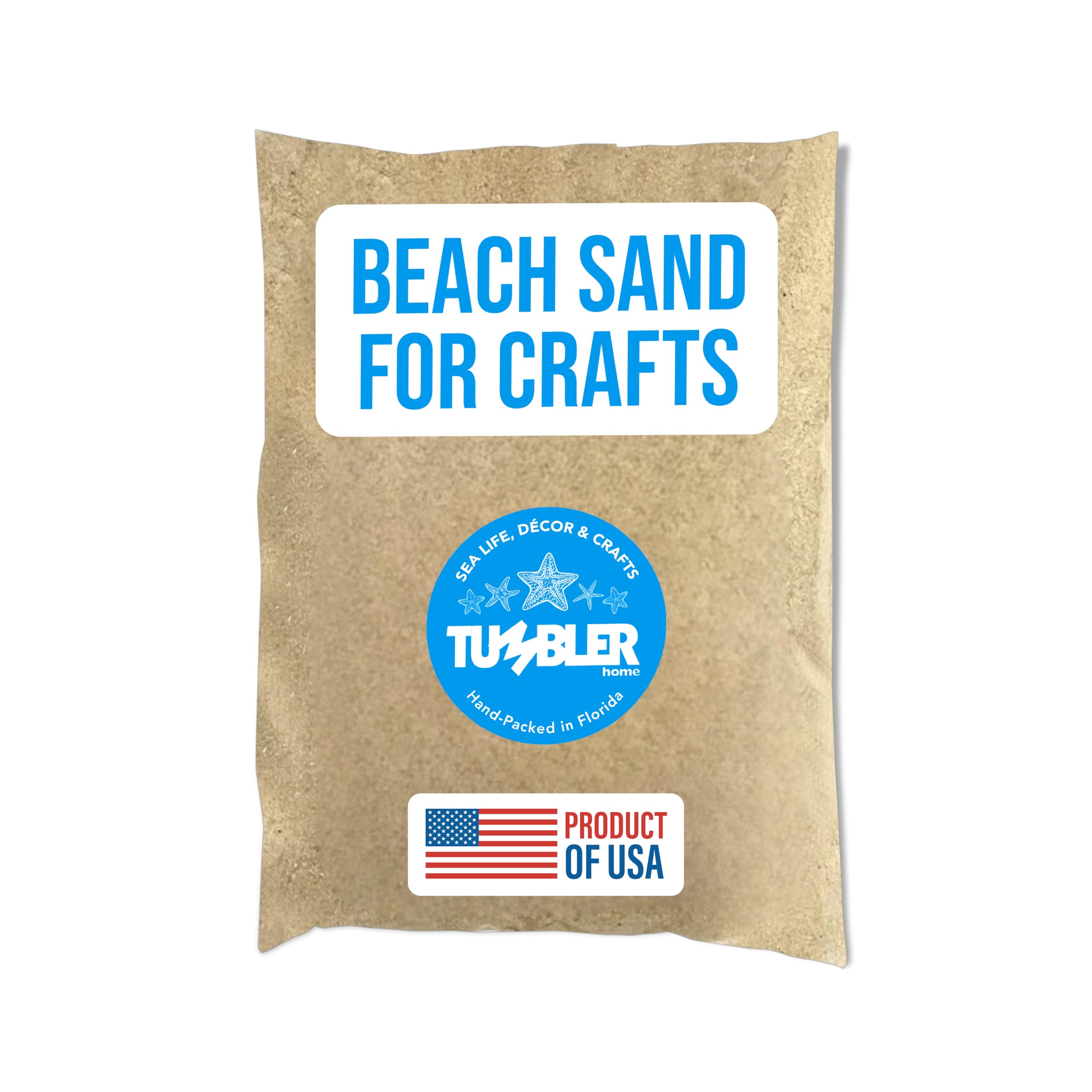 Tumbler Home Real Beach Sand from Florida - 2 Pounds of Fine Decorative Sand for Crafts, Vases, Décor, Weddings, Terrarium, Aquariums, Crafting or Resin Art. Soft & Natural. Made in USA. 2lbs (Beach)
