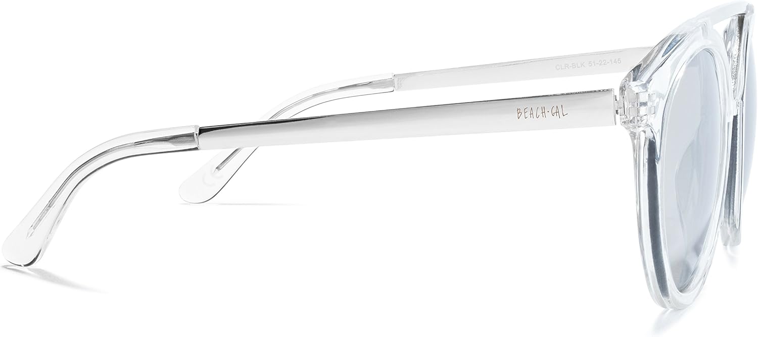 Women's Sunglasses –Designer Round Clear Plastic Frame, Colored Lenses