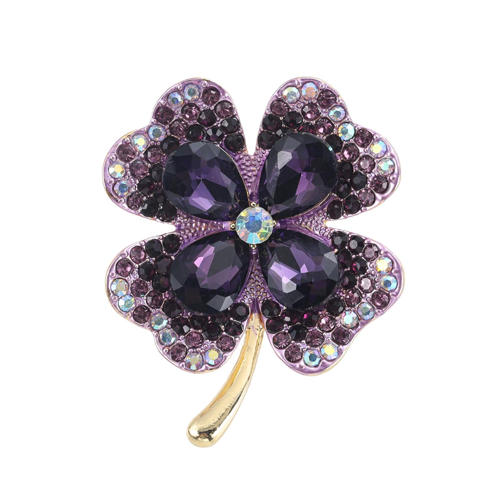 Oenothera Vierblättriges Kleeblatt Brosche, Strass Broschen, Broschen für Damen, für Frauen Freundin Partei Dekoration Geschenk