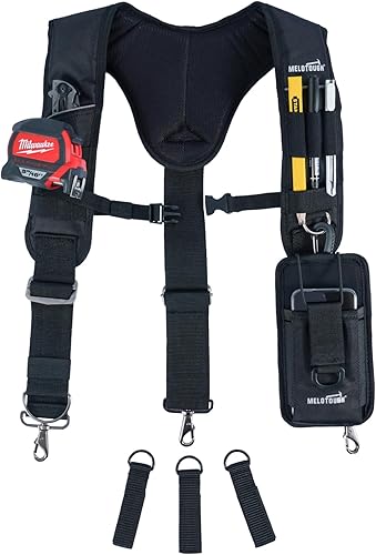 Miniatura 10 de MELOTOUGH Tirantes de cinturón de herramientas para hombres grandes y altos, tirantes acolchados para bolsas de trabajo
