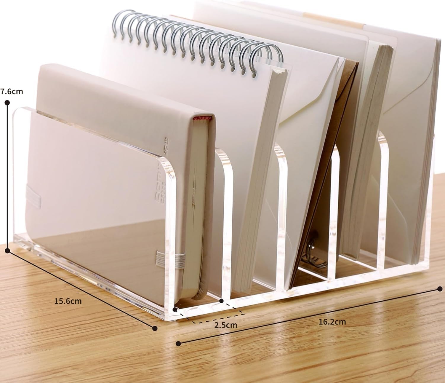 MUSLONG Acrylic Letter Holder, Desk Letter Tray, Letter Stand for Notes Business Card and Postcard - Image 2