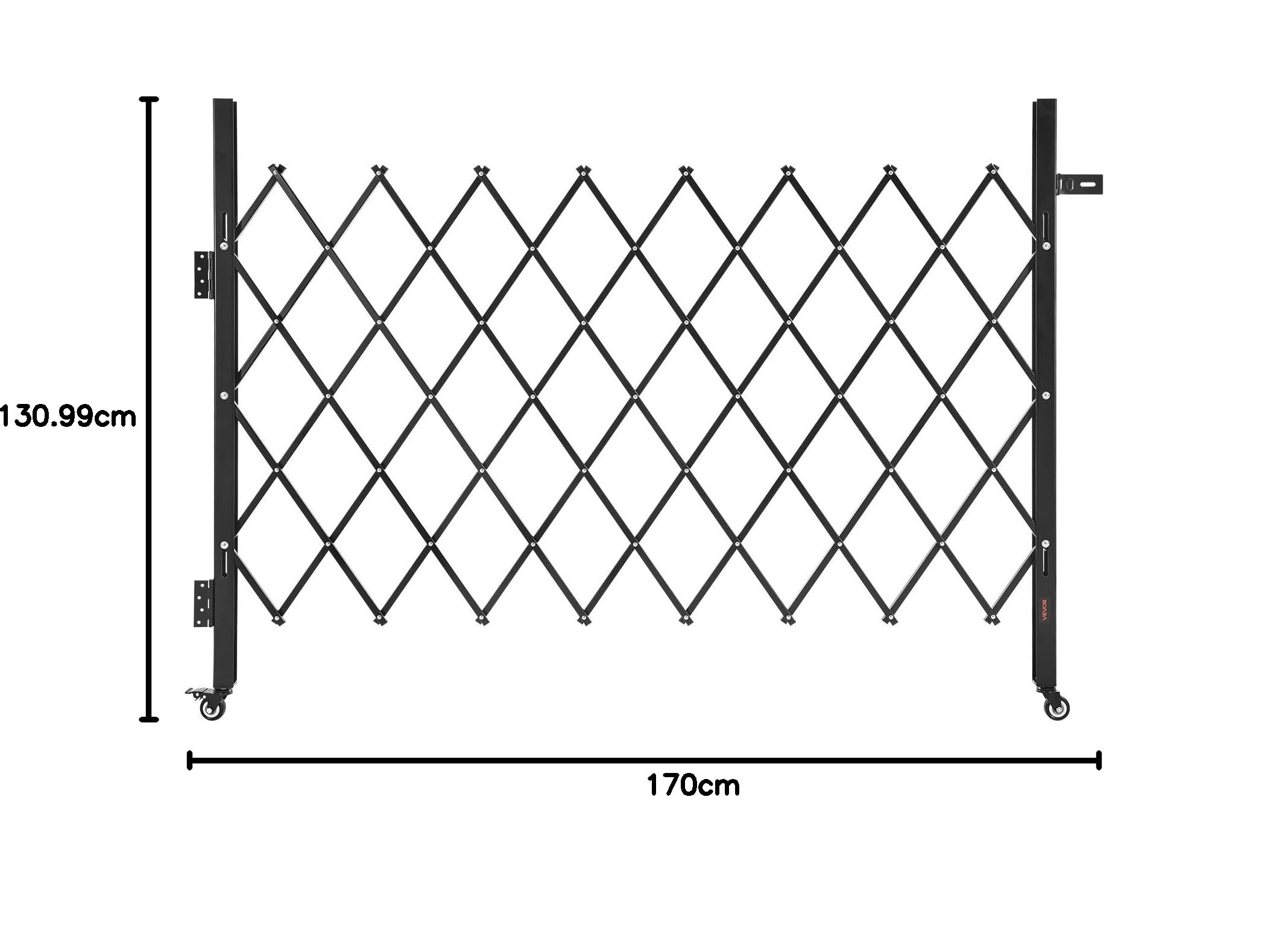 VEVOR Puerta de Seguridad Plegable Individual, Puerta Retráctil de Tijera de Acero 170 x 131 cm con Cerradura y Ruedas Giratorias de 360° para Seguridad de Entrada, Garaje, Almacén y Piscina