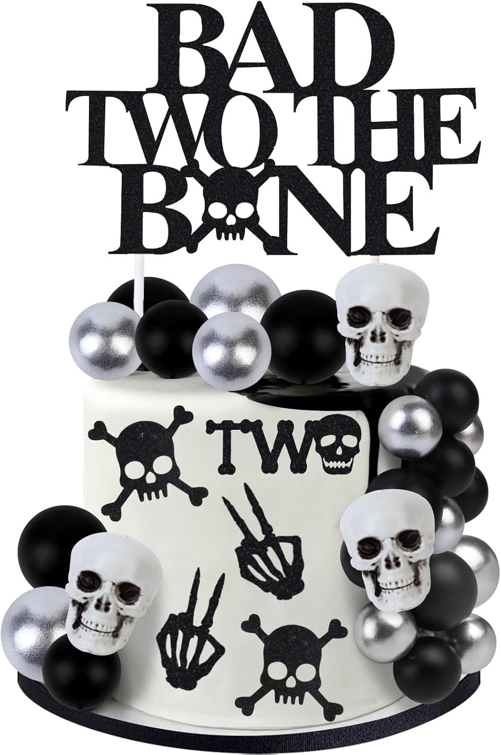 Amazon.com: CORNER LACE Bad Two the Bone Cake Decorations Black ...