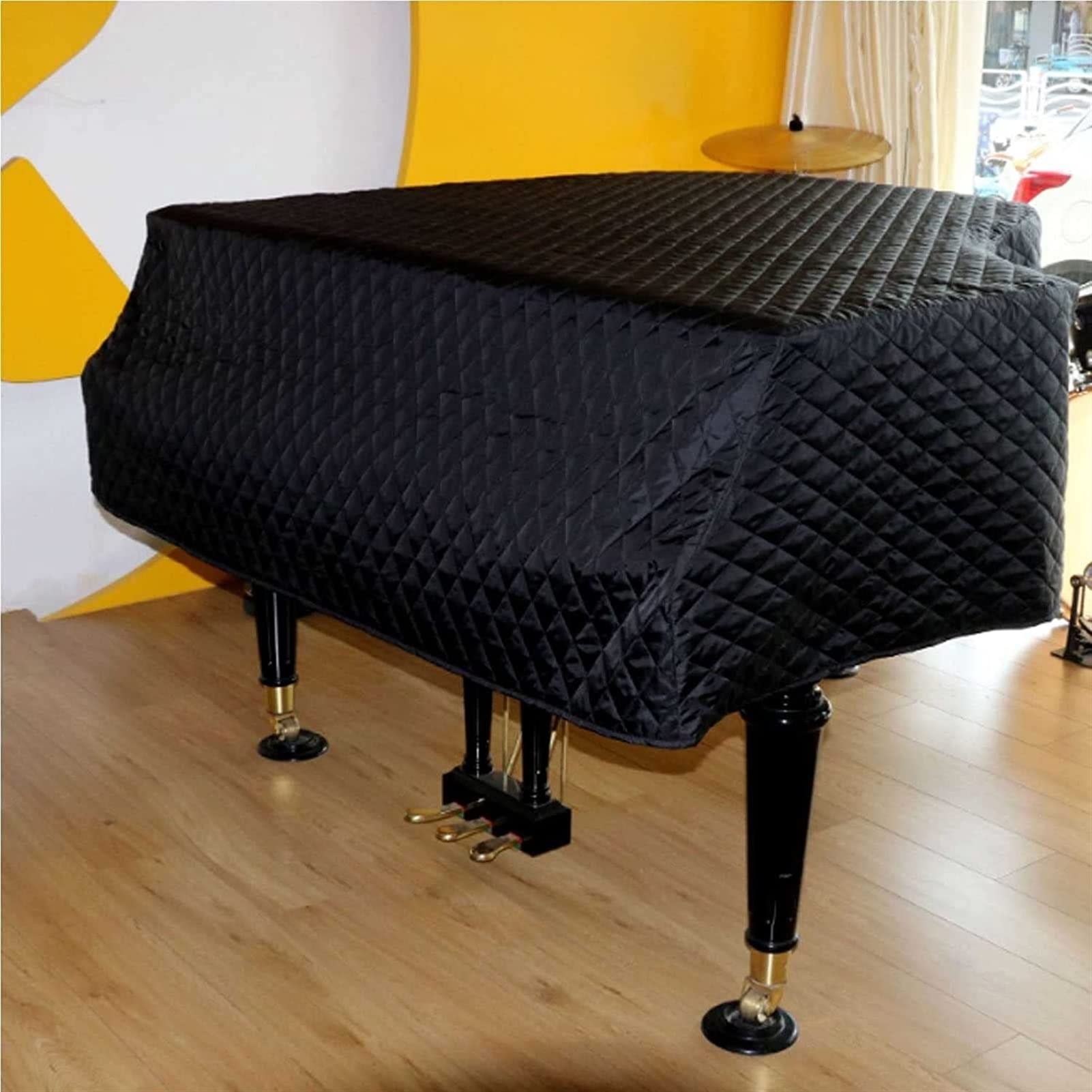 Copertura per Pianoforte a Coda, Copertura per Pianoforte a Coda Ispessita Copertura per Pianoforte Copertura Triangolare con Motivo Trapuntato/L|Black Piano Cover