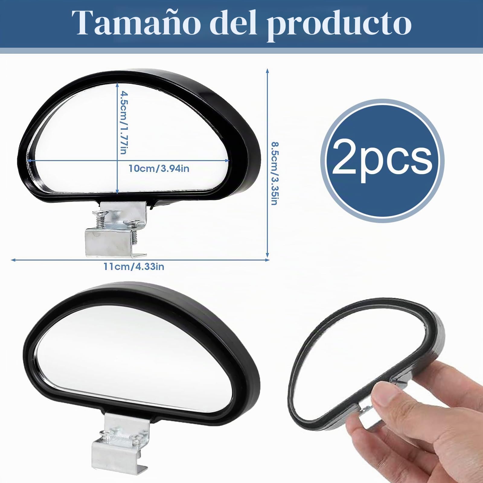 Srup 2 Pcs Auto Espejos de Punto Ciego, Retrovisores de Ángulo Muerto para Coche, Espejos de Punto Ciego, Espejo Retrovisor Apto Para Todo Tipo de Vehículos