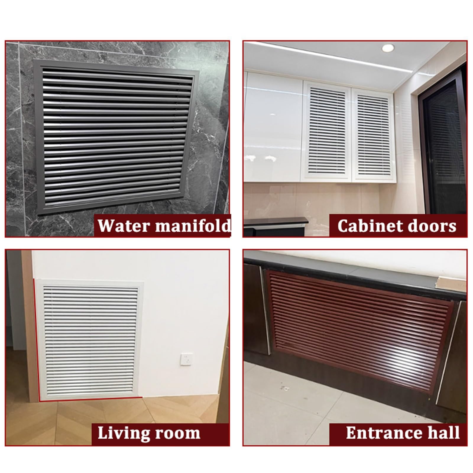 Lüftungsgitter, rechteckiges Lüftungsgitter aus Aluminium für Dachboden, geeignet für Küche, Bad, Kleiderschrank, Decke und Boden, Grau, 400 x 600 mm (16 x 24 Zoll) – Langlebig und effizient