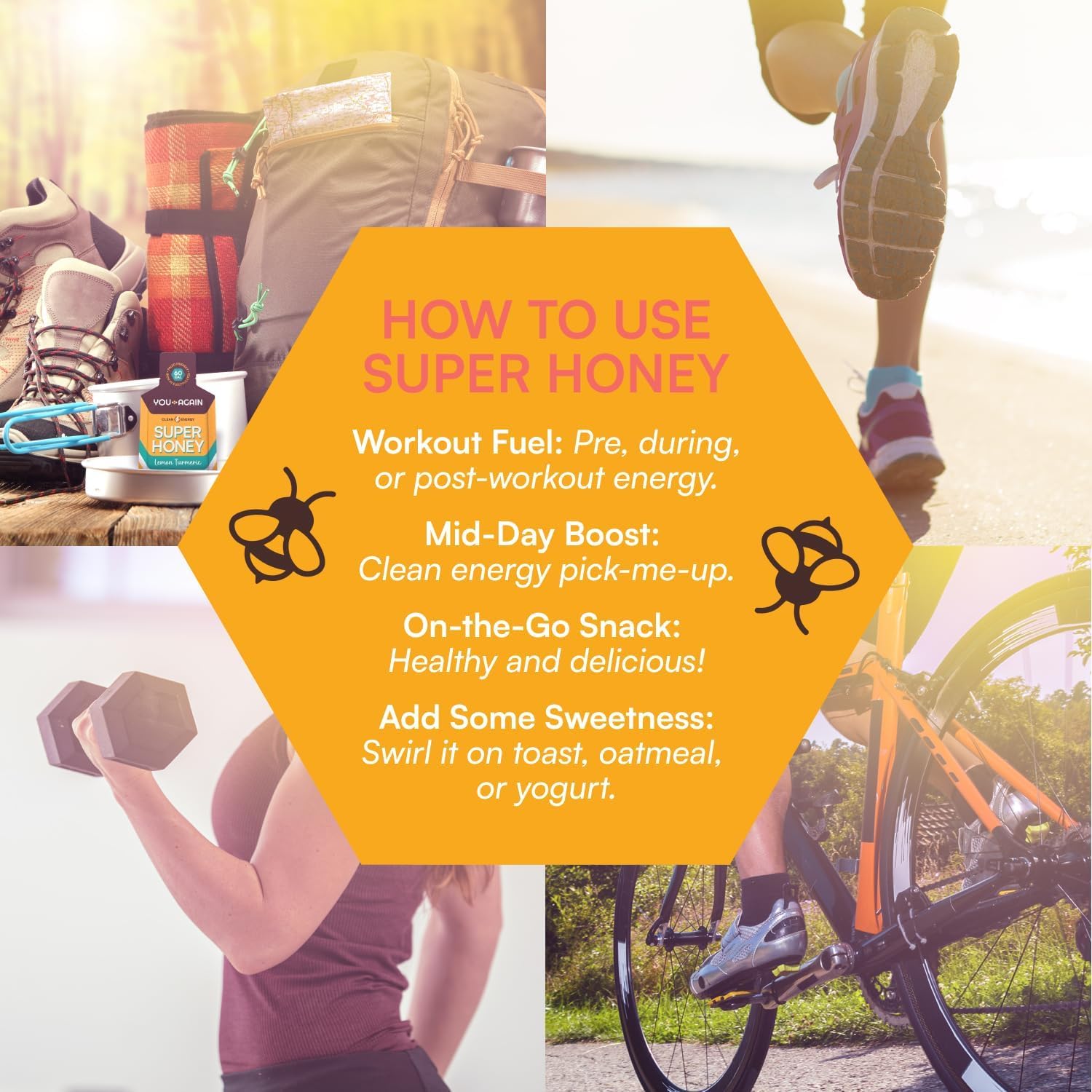 You Again Super Honey Chocolate Packets | Workout Clean Energy Gel Packs | Cycling, Endurance, Running Gel or Energy Snack | Paleo & Carnivore Snack | Gluten-Free | Made in USA | 24-Pack