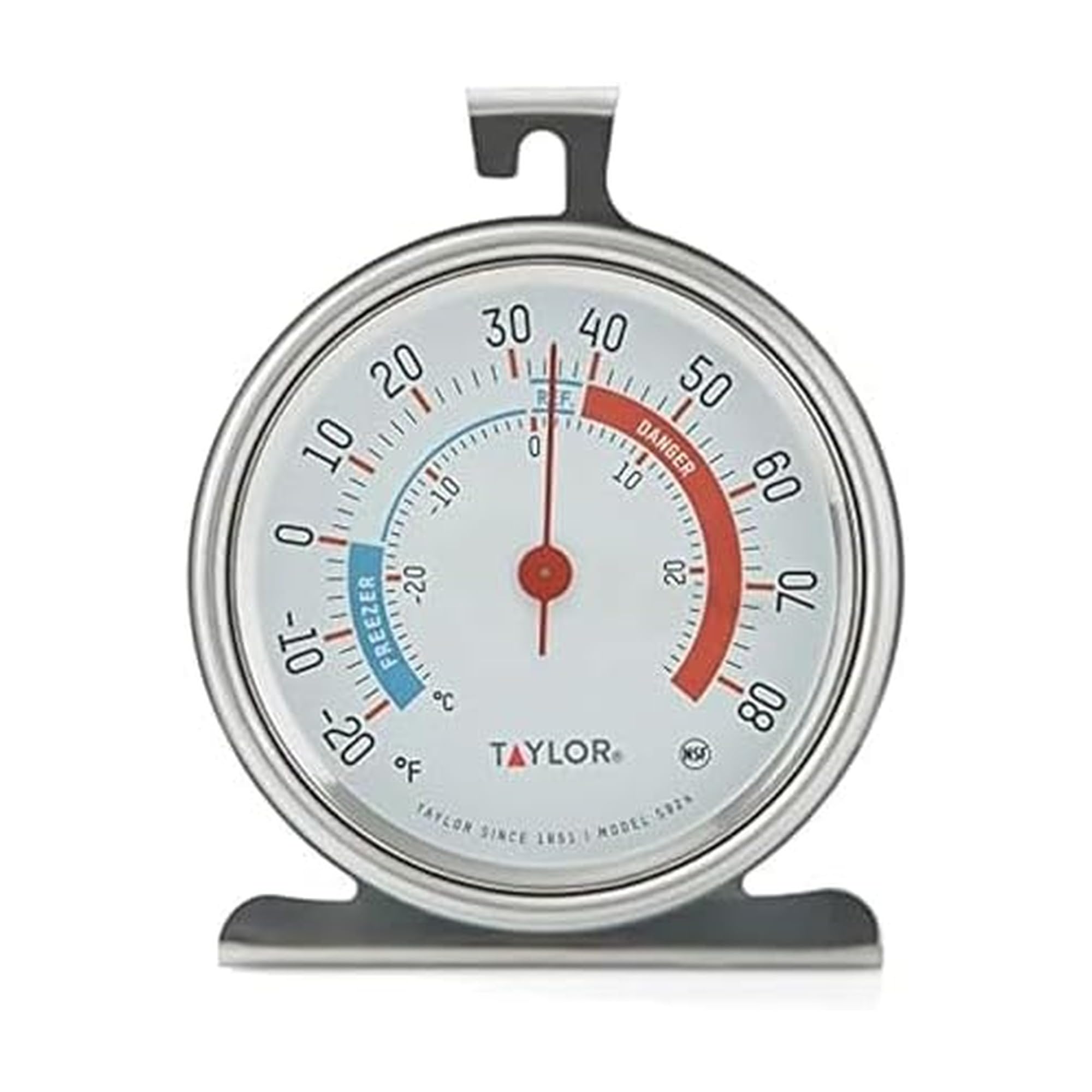 Taylor 5924 Large Dial Kitchen Refrigerator and Freezer Kitchen Analog Thermometer, 3 Inch Dial,Silver, 1 Count (Pack of 1)