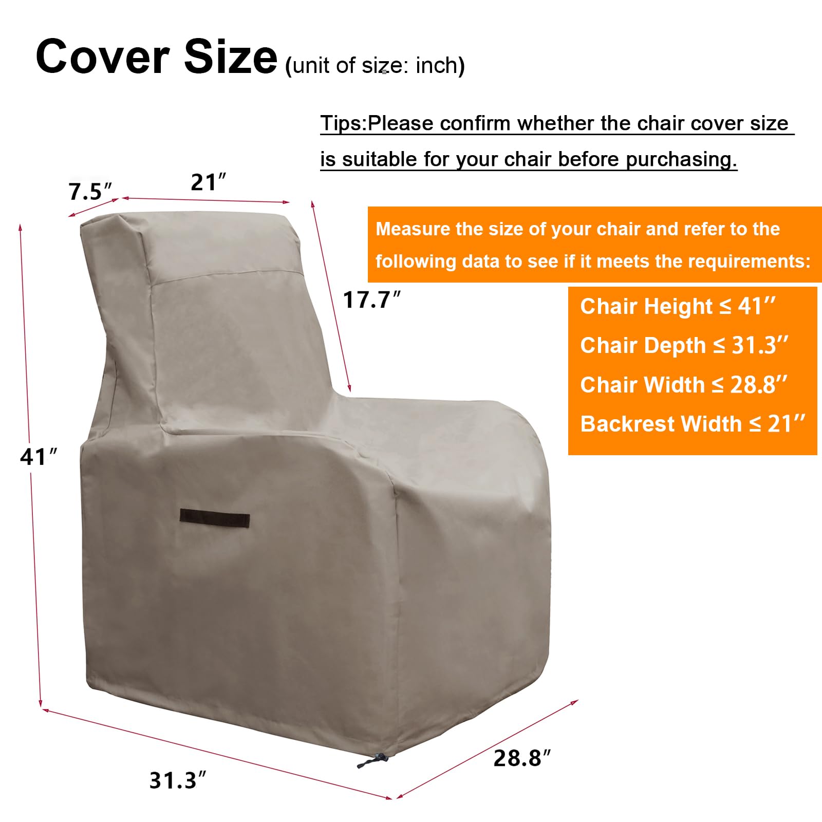 Skypatio Patio Chair Cover Waterproof, Outdoor Furniture Storage Cover for All Weather Protection (Khaki)