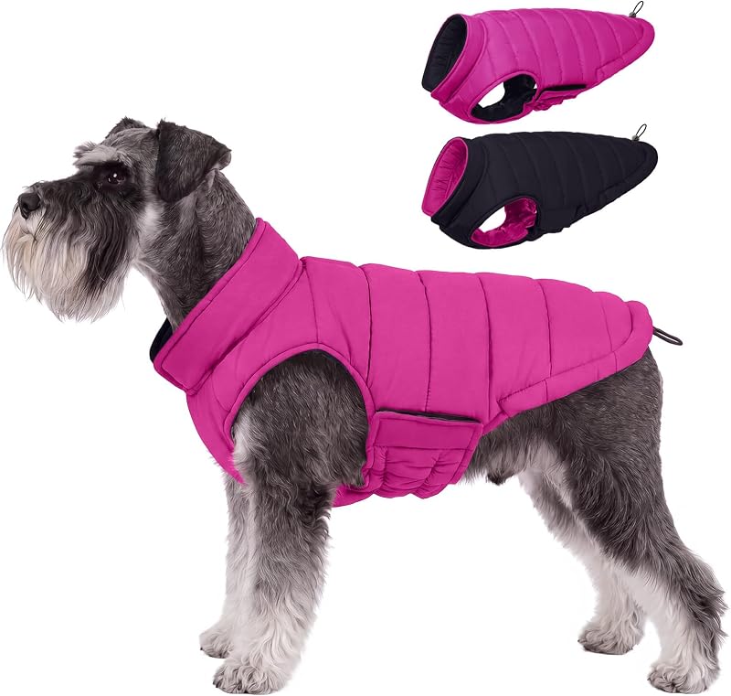 Casaco de Inverno Reversível para Cães LeLePet, Colete Acolchoado Leve e Corta-Vento