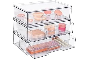 Vtopmart 12''W Clear Stackable Storage Drawers for Office