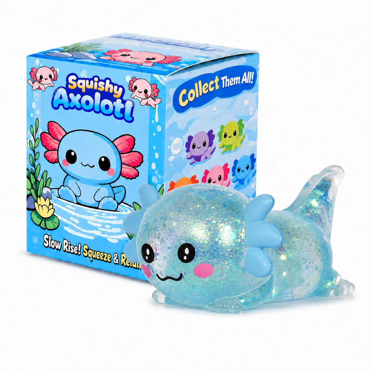 Photo 1 of GSOOUOLD Axolotl Squishy Toy, Blue Lie