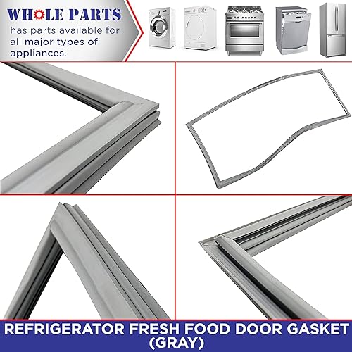 Miniatura 4 de Whole Parts W10830046 Junta para puerta de alimentos frescos para refrigerador (tira magnética en el interior, gris) Reemplazo y compatible con